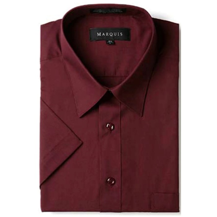 Mens burgundy short sleeve dress shirt